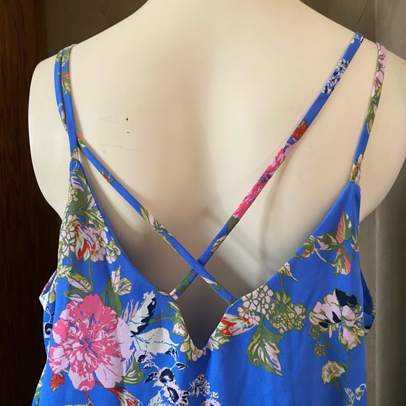 Xhilaration Blue Floral periwinkle Print Strappy Back Shift Summer Dress women’s - Picture 10 of 10